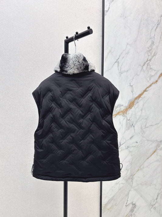 Lor 25 New mink fur collar down spliced woolen coat