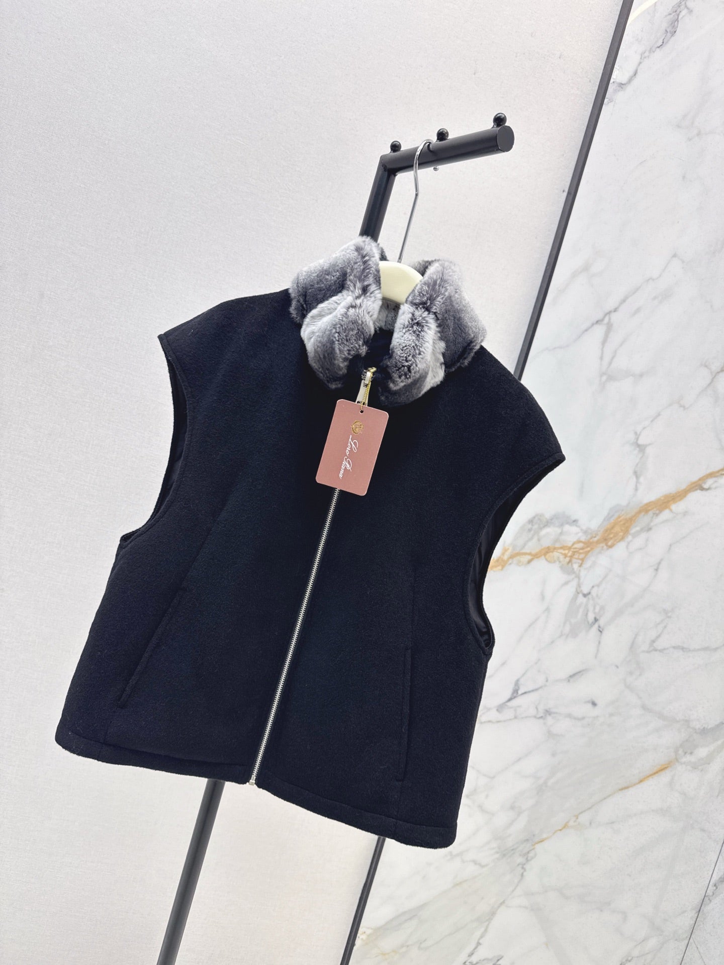Lor 25 New mink fur collar down spliced woolen coat