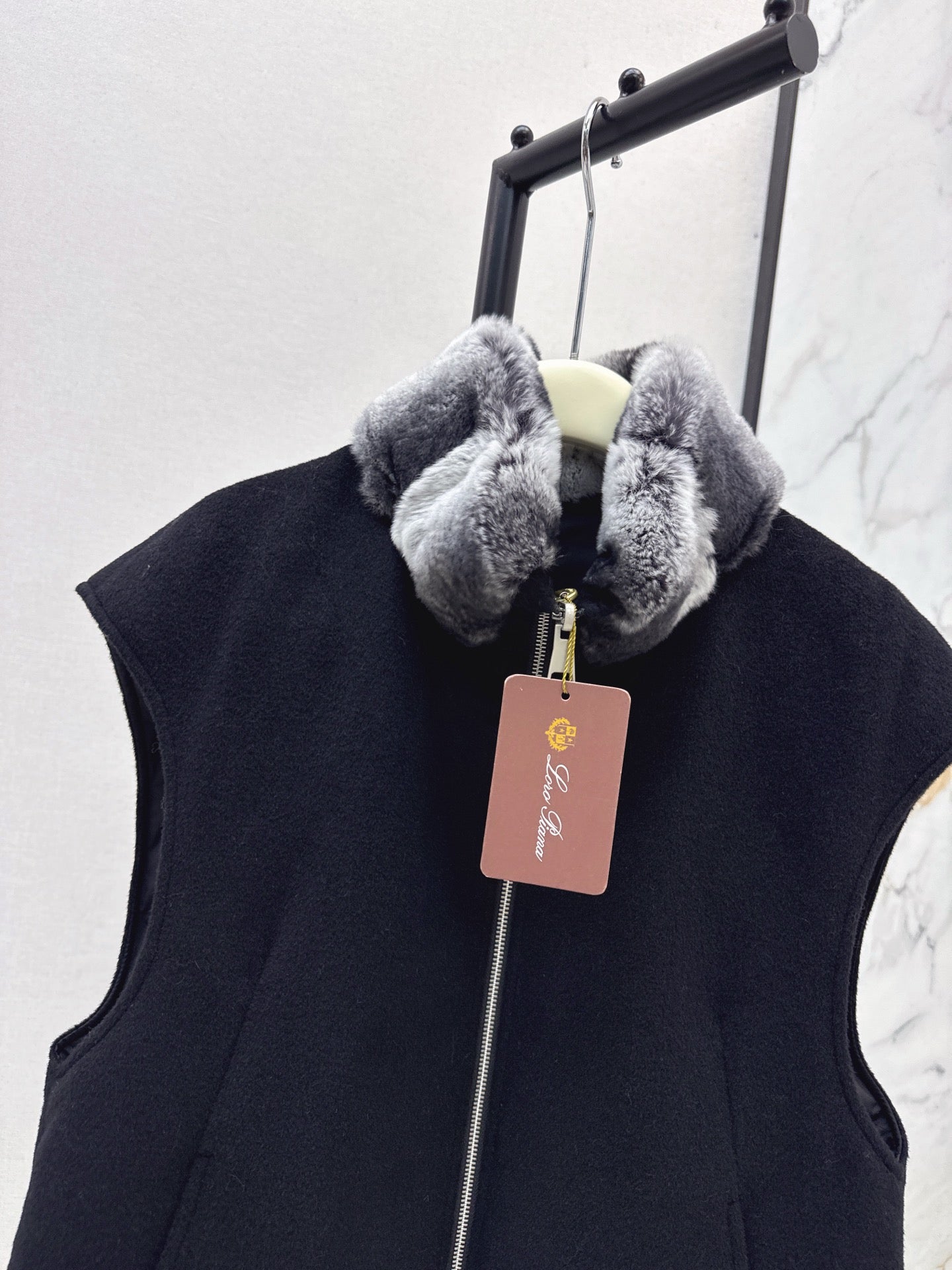 Lor 25 New mink fur collar down spliced woolen coat