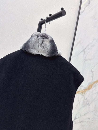 Lor 25 New mink fur collar down spliced woolen coat