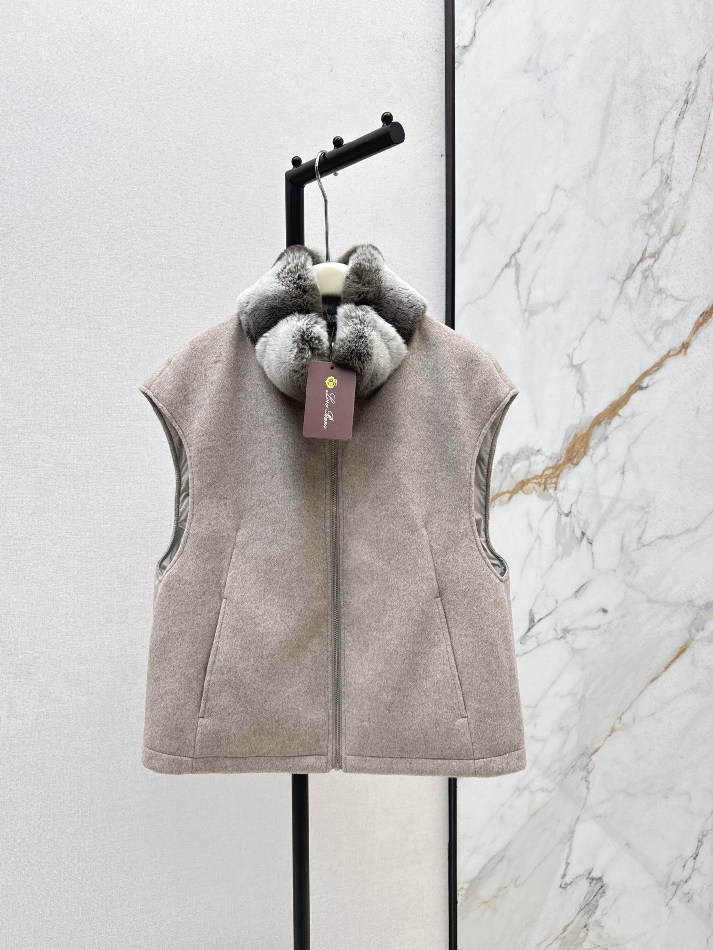 Lor 25 New mink fur collar down spliced woolen coat