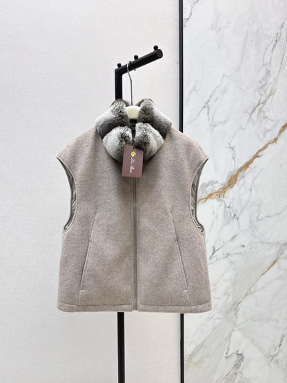 Lor 25 New mink fur collar down spliced woolen coat