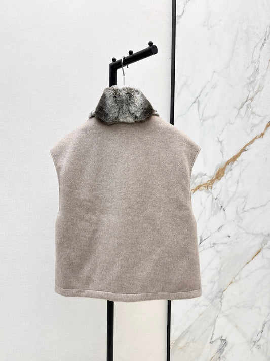 Lor 25 New mink fur collar down spliced woolen coat