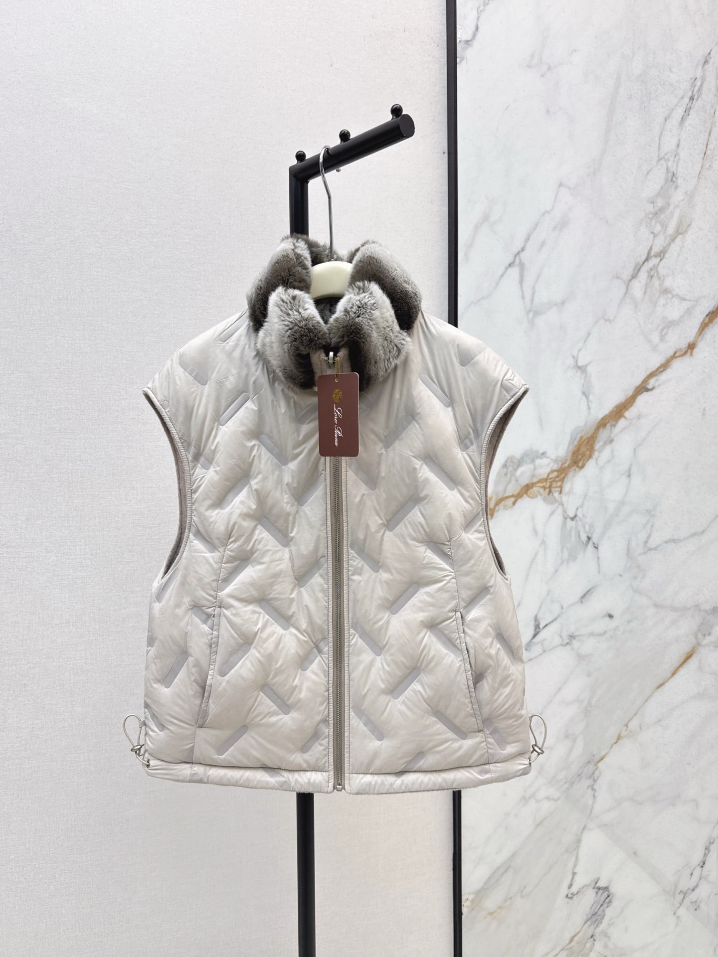 Lor 25 New mink fur collar down spliced woolen coat