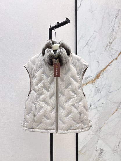 Lor 25 New mink fur collar down spliced woolen coat