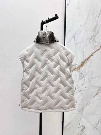 Lor 25 New mink fur collar down spliced woolen coat