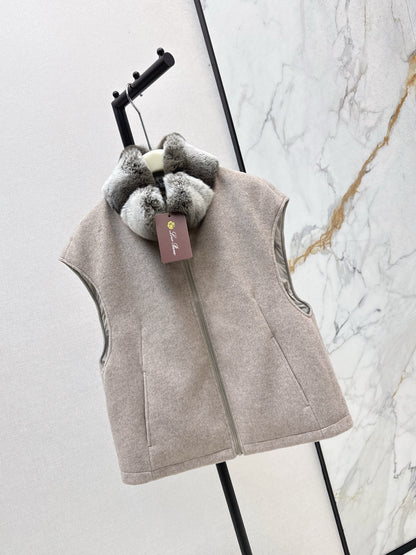 Lor 25 New mink fur collar down spliced woolen coat