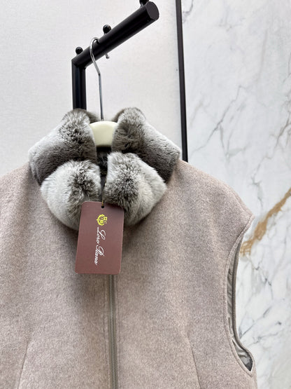 Lor 25 New mink fur collar down spliced woolen coat