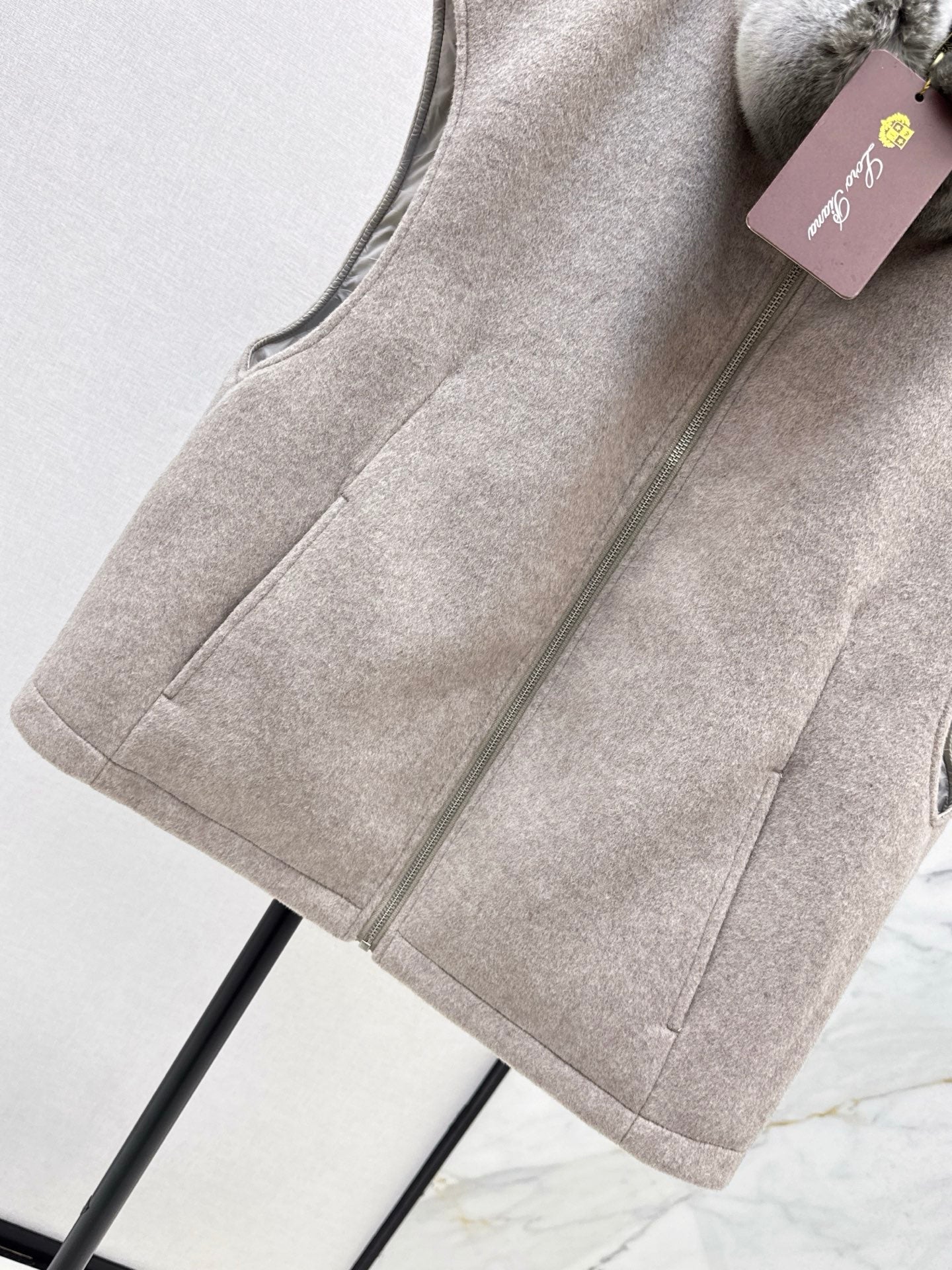 Lor 25 New mink fur collar down spliced woolen coat