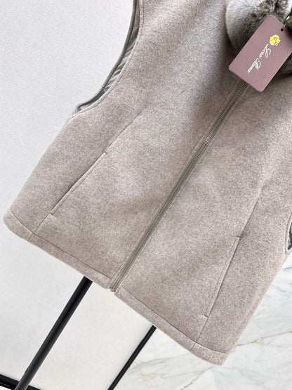 Lor 25 New mink fur collar down spliced woolen coat