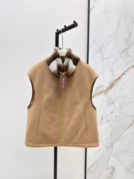 Lor 25 New mink fur collar down spliced woolen coat