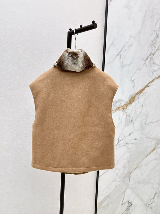 Lor 25 New mink fur collar down spliced woolen coat
