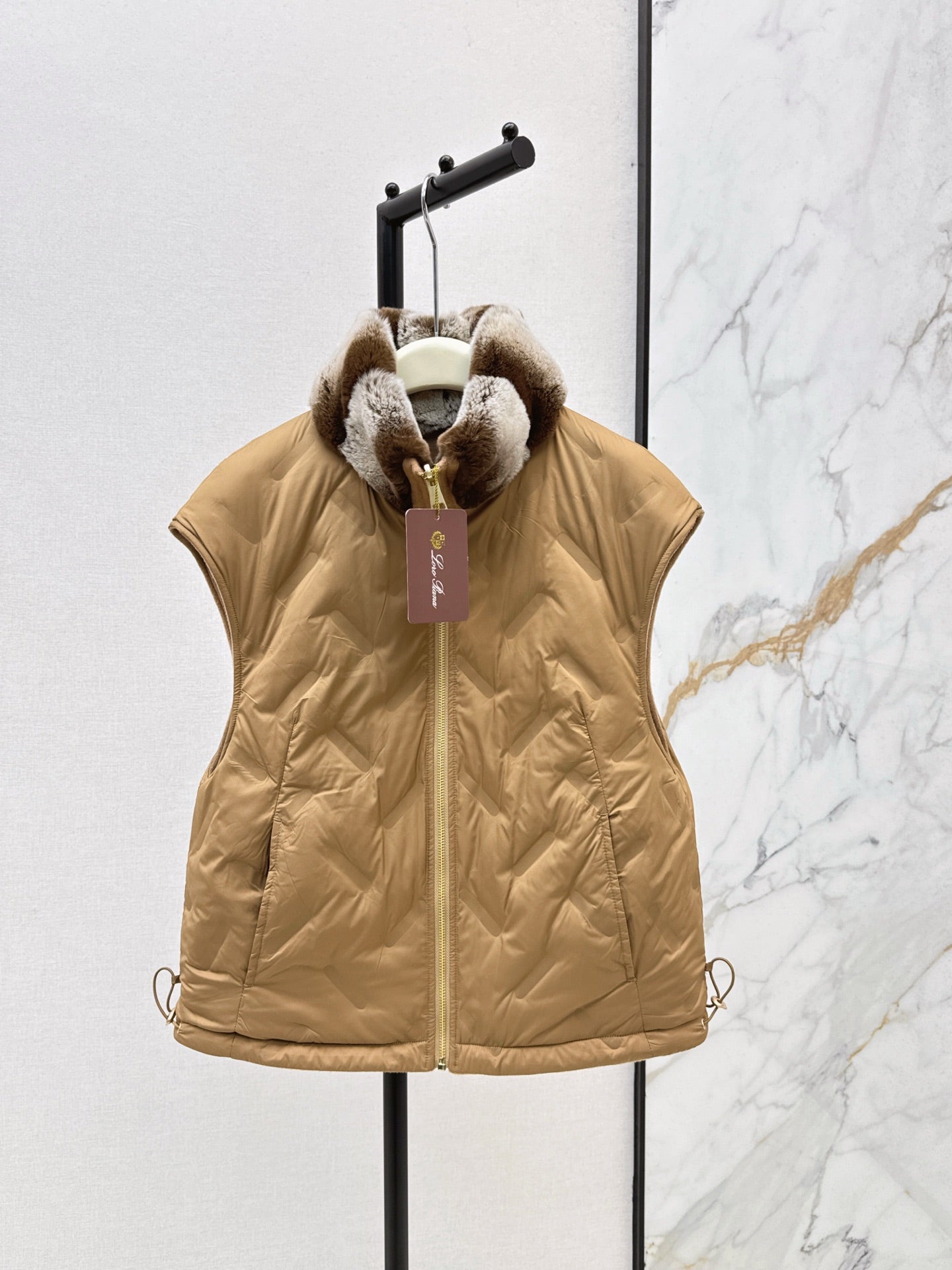 Lor 25 New mink fur collar down spliced woolen coat