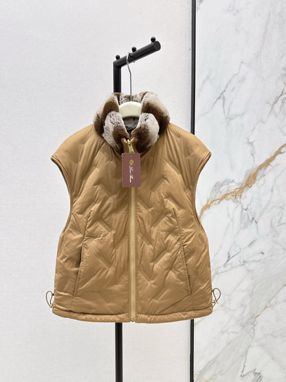 Lor 25 New mink fur collar down spliced woolen coat