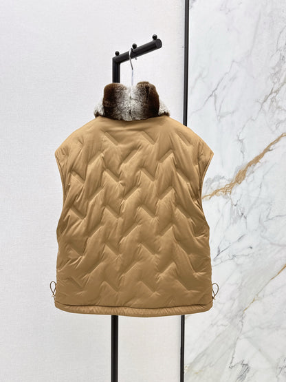 Lor 25 New mink fur collar down spliced woolen coat
