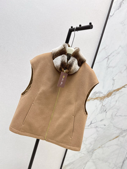 Lor 25 New mink fur collar down spliced woolen coat