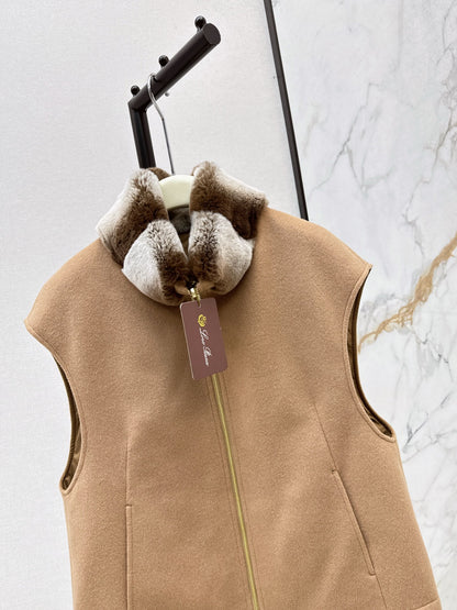 Lor 25 New mink fur collar down spliced woolen coat