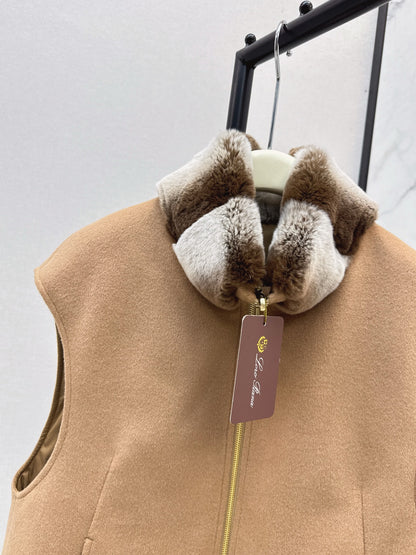 Lor 25 New mink fur collar down spliced woolen coat