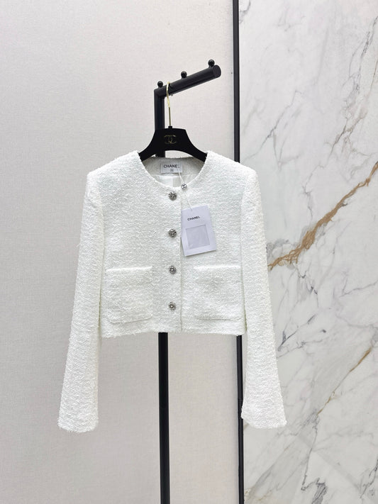 C 25 Woven woolen tweed long sleeved jacket