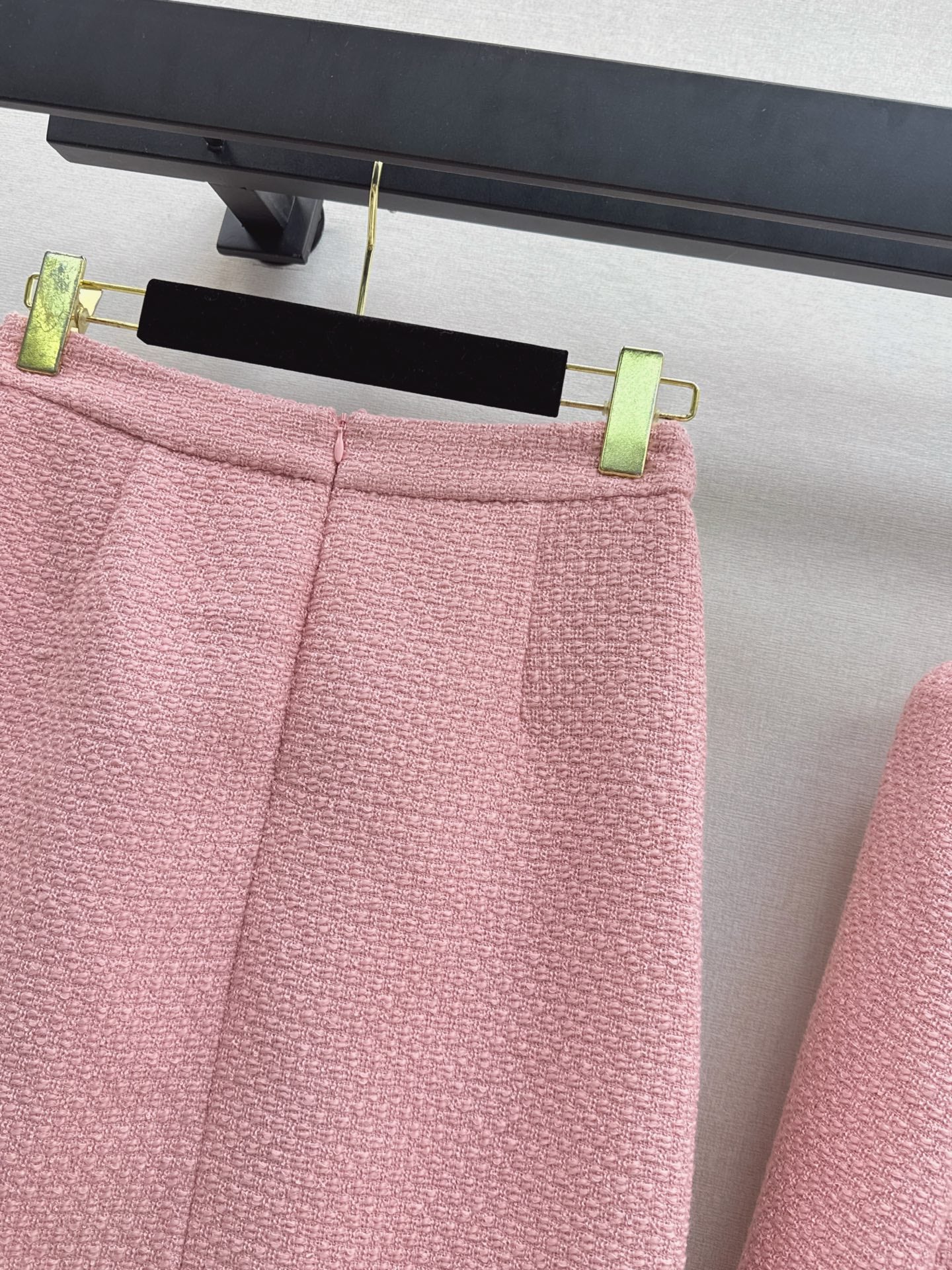 C 25 Pink woolen woven jacket+half skirt set