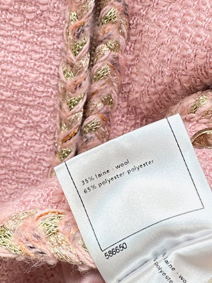 C 25 Pink woolen woven jacket+half skirt set