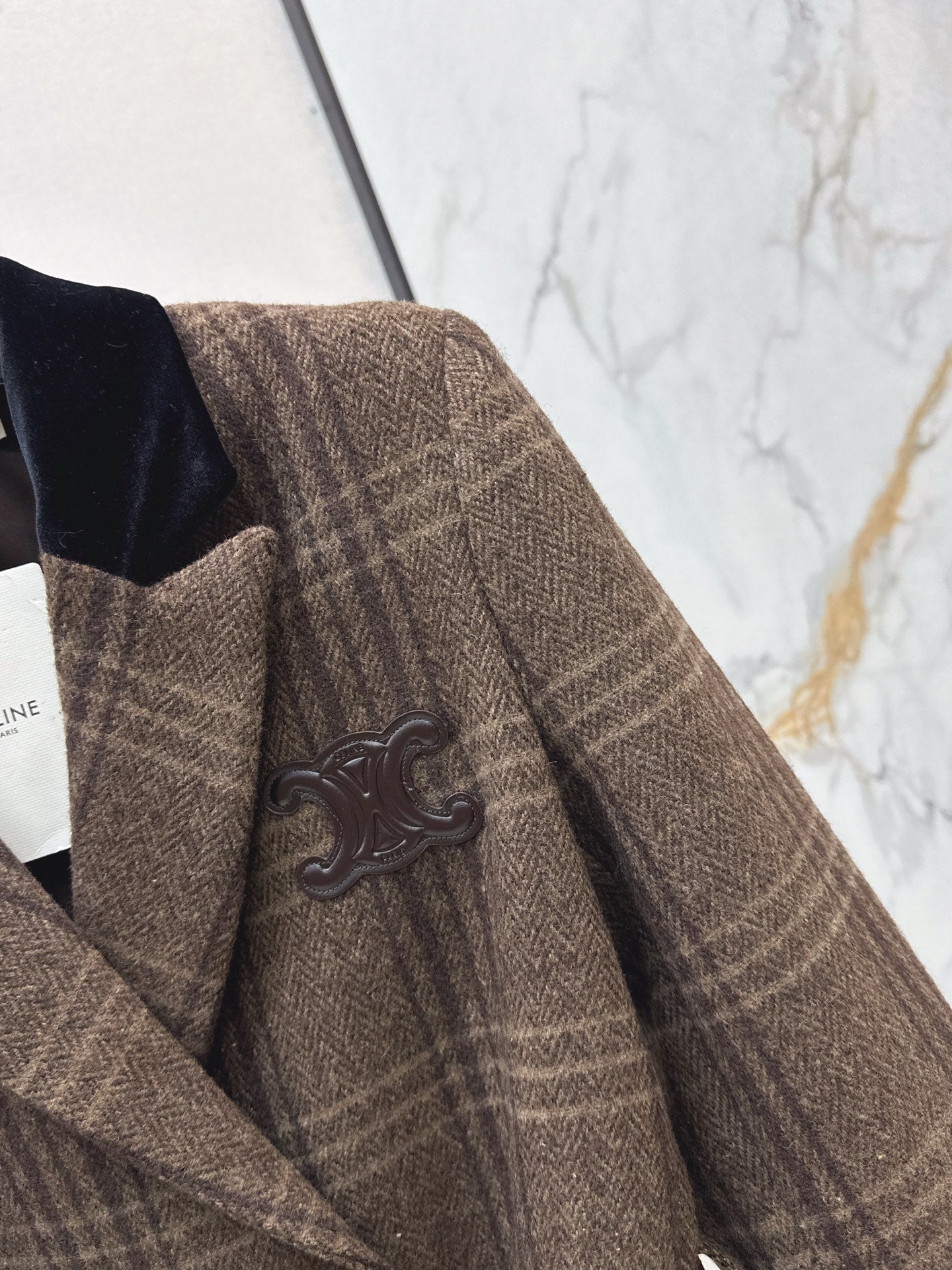 Ce 25 New spliced velvet retro plaid suit jacket