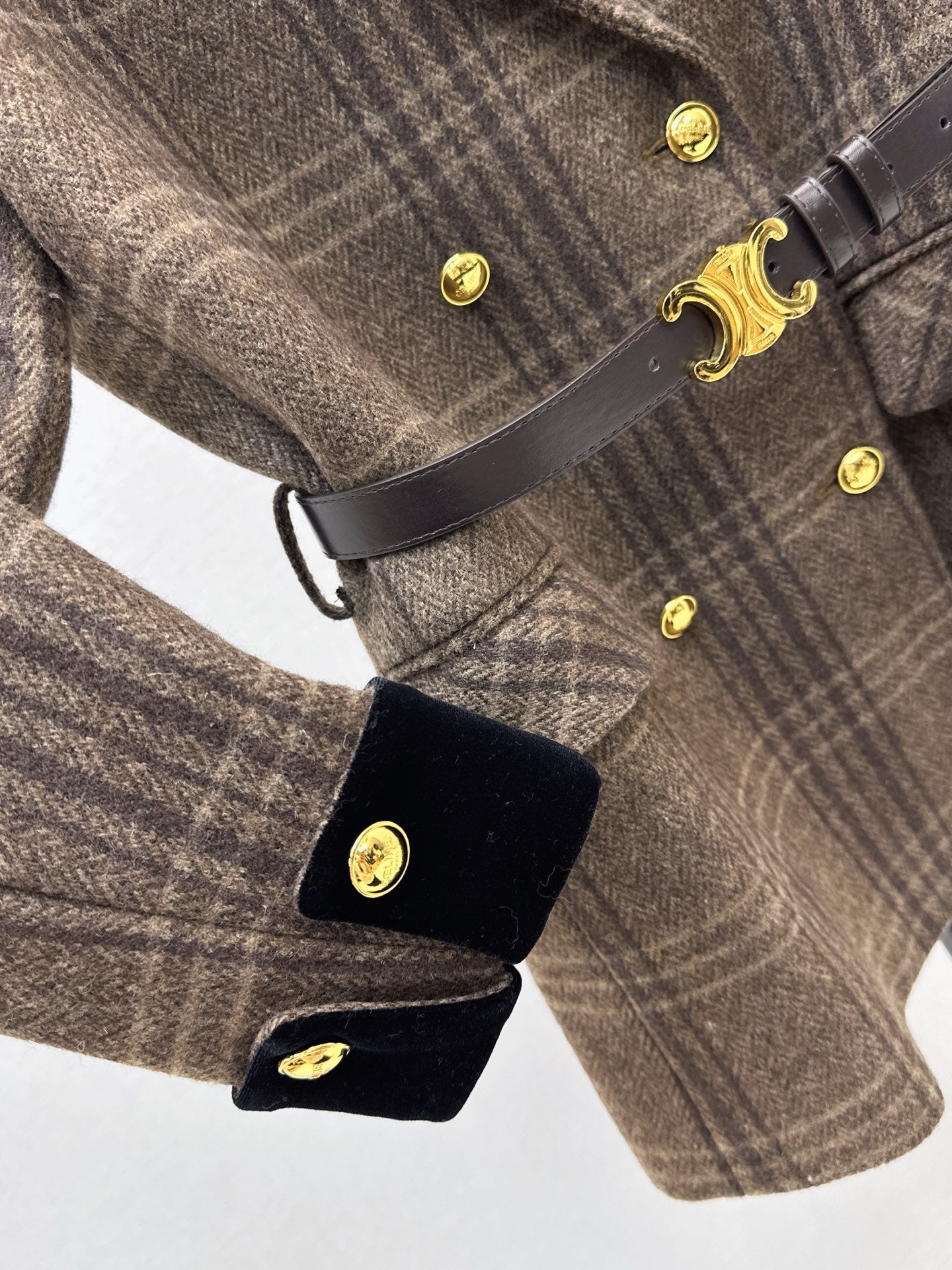 Ce 25 New spliced velvet retro plaid suit jacket