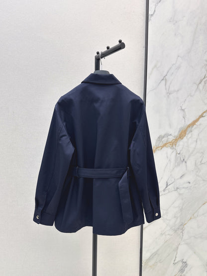 Di 25 Embroidered bee waist cinching jacket(KHAKI/NAVY)