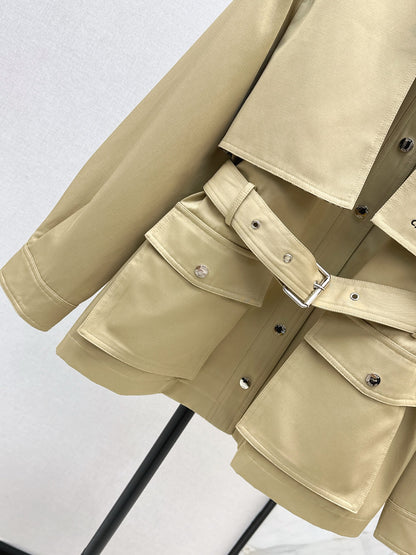 Di 25 Embroidered bee waist cinching jacket(KHAKI/NAVY)