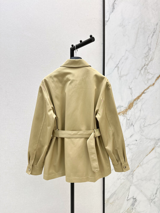 Di 25 Embroidered bee waist cinching jacket(KHAKI/NAVY)