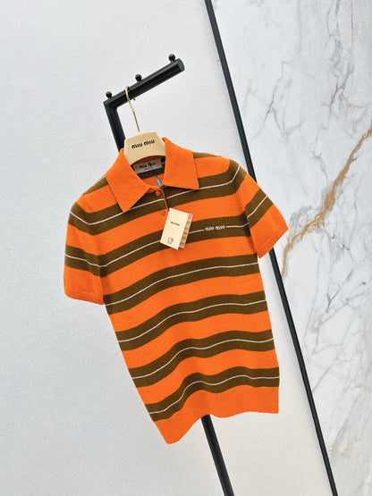 Mi 25 Orange brown polo cashmere short sleeved shirt