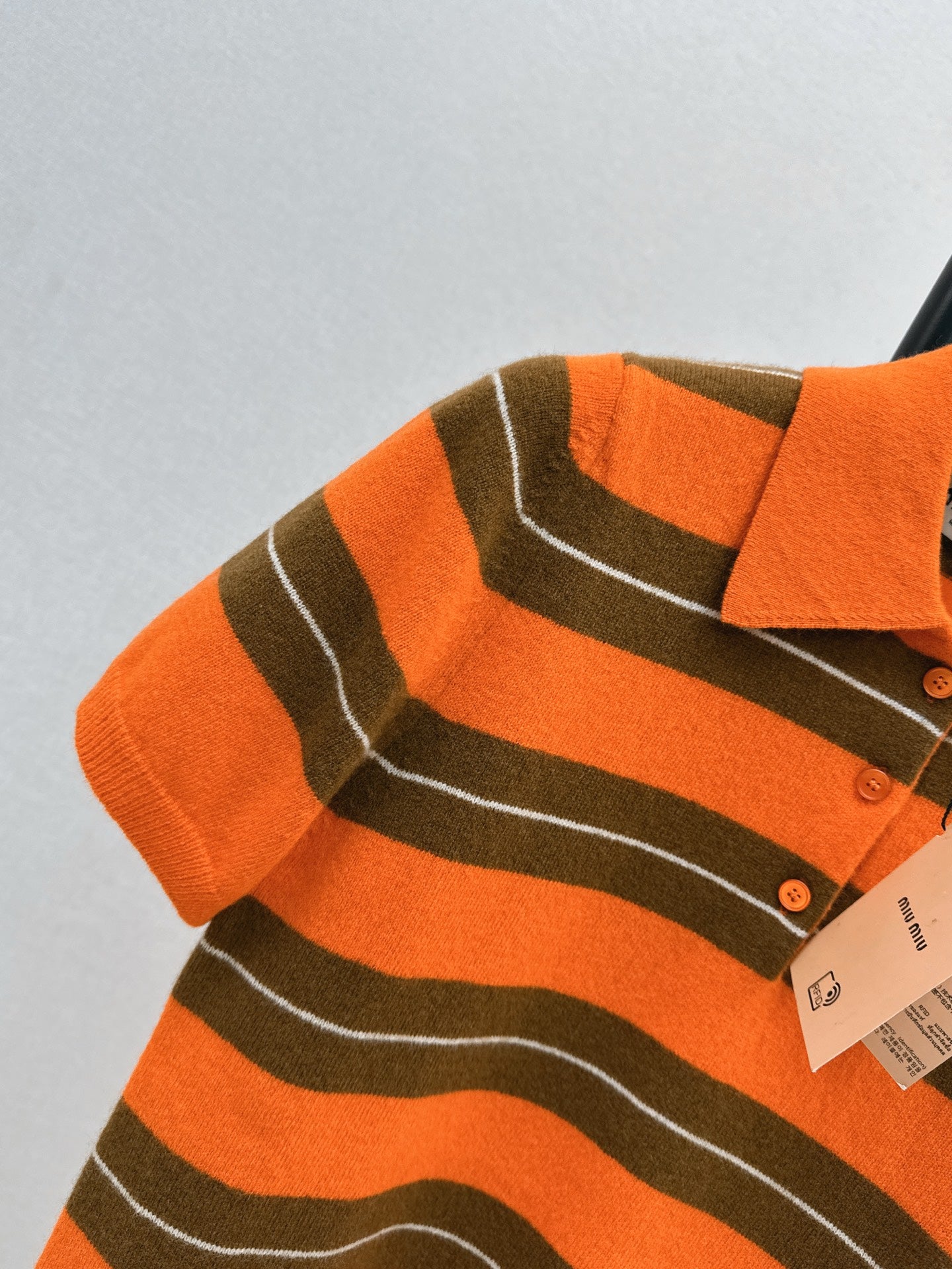 Mi 25 Orange brown polo cashmere short sleeved shirt