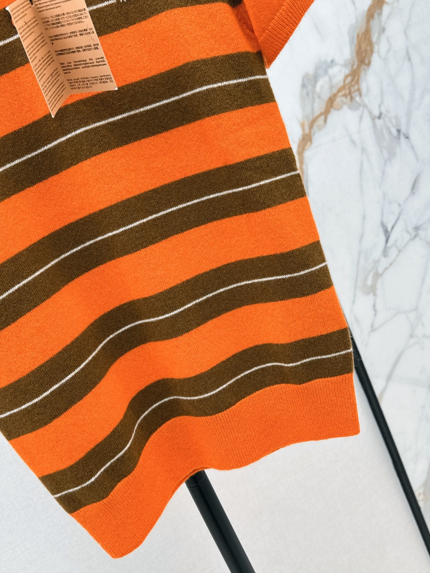 Mi 25 Orange brown polo cashmere short sleeved shirt