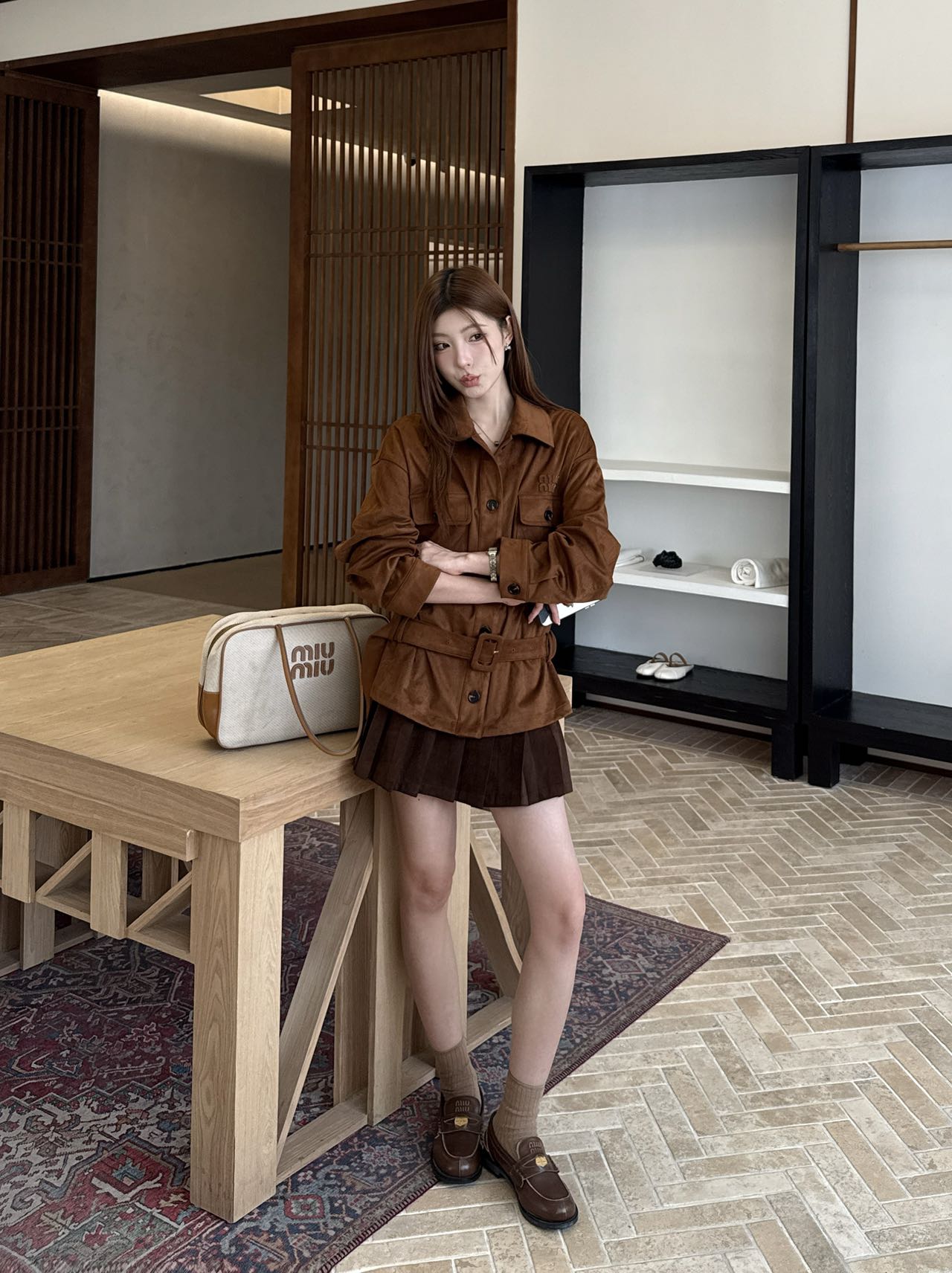 Mi 25 Belt design suede jacket