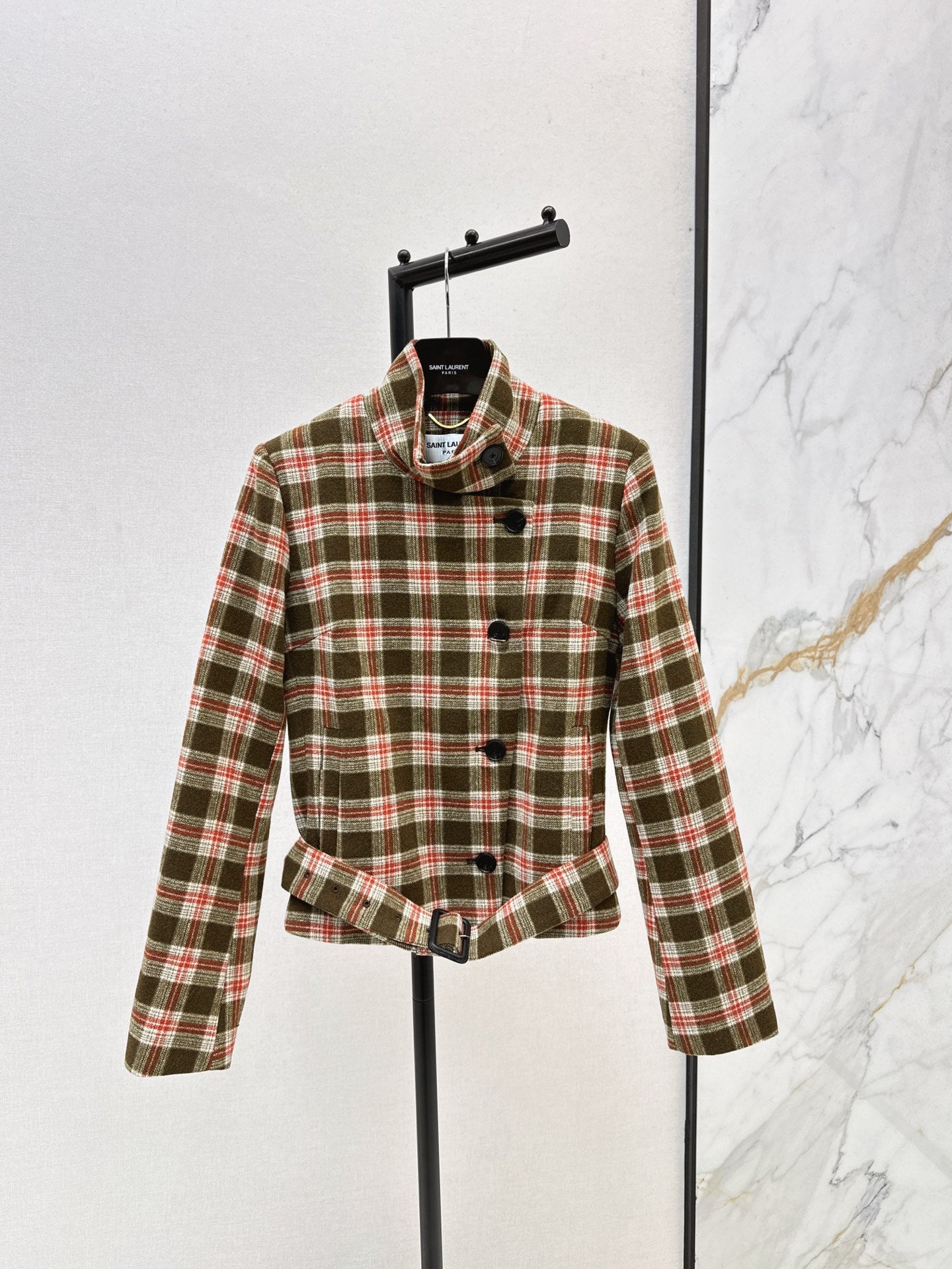 Ys 25 New retro wool plaid jacket
