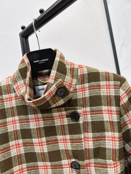Ys 25 New retro wool plaid jacket