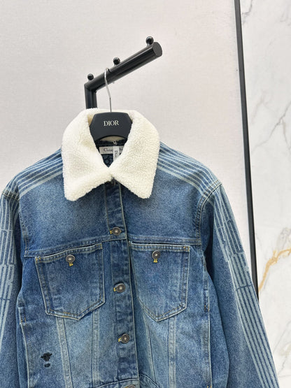 Di 25 Plush collar lined denim jacket