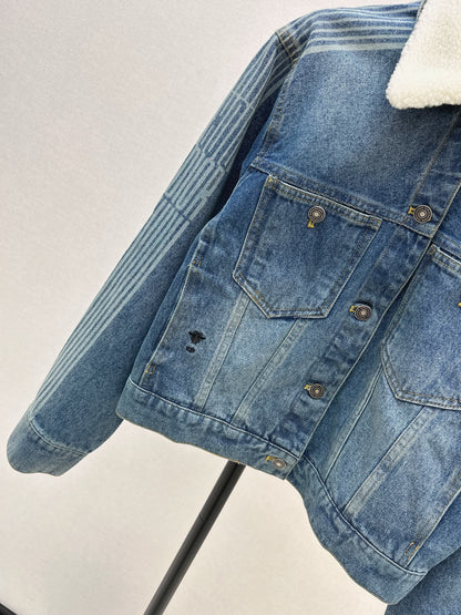 Di 25 Plush collar lined denim jacket