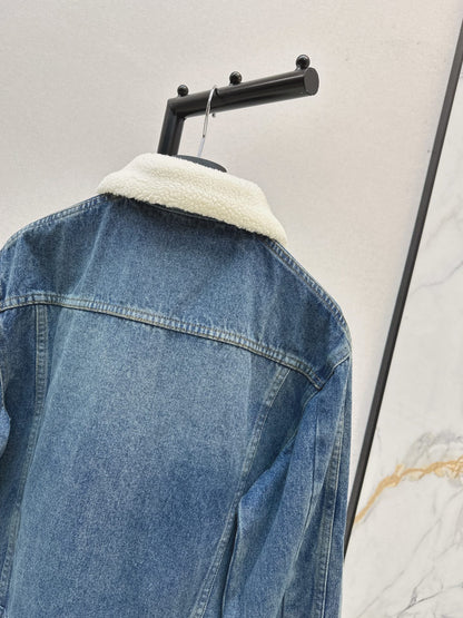 Di 25 Plush collar lined denim jacket