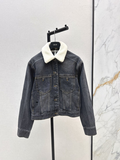 Di 25 Plush collar lined denim jacket