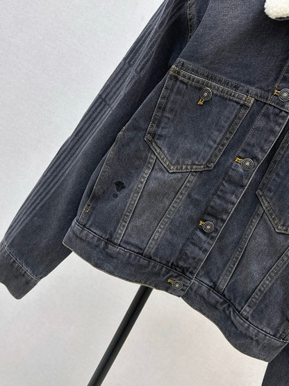 Di 25 Plush collar lined denim jacket