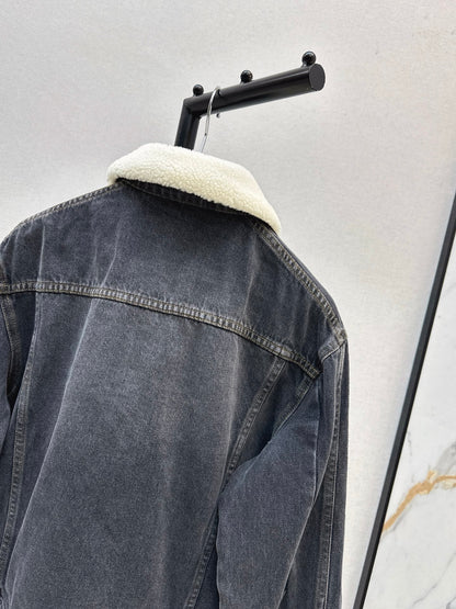 Di 25 Plush collar lined denim jacket