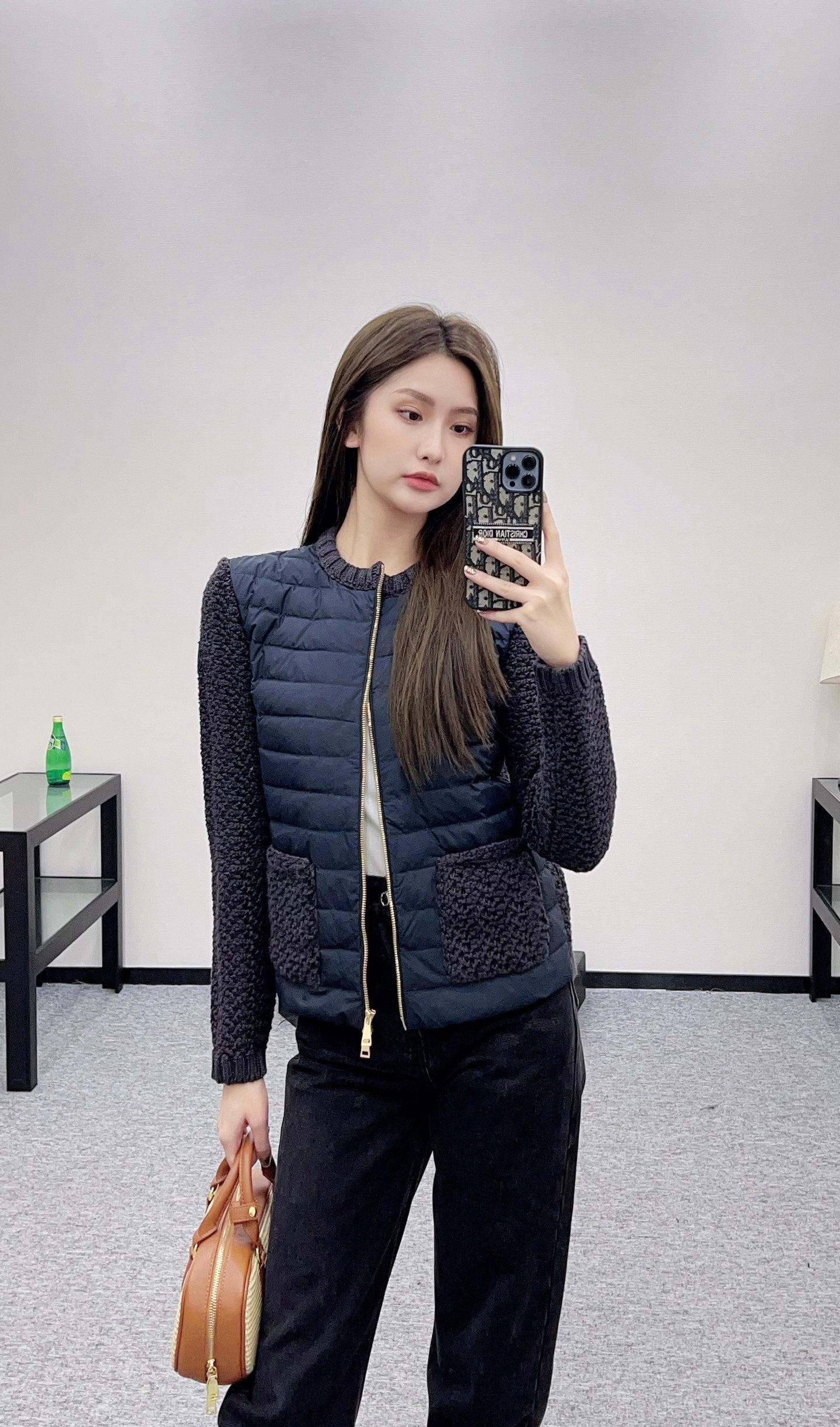 Mon 25 Knitted patchwork zipper down jacket
