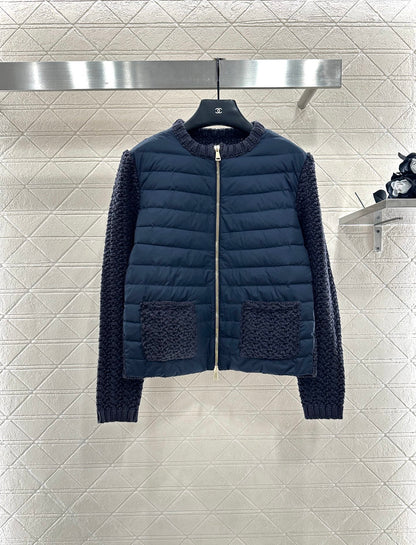 Mon 25 Knitted patchwork zipper down jacket