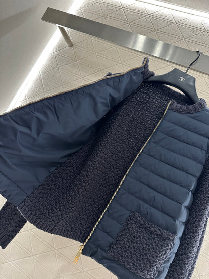 Mon 25 Knitted patchwork zipper down jacket