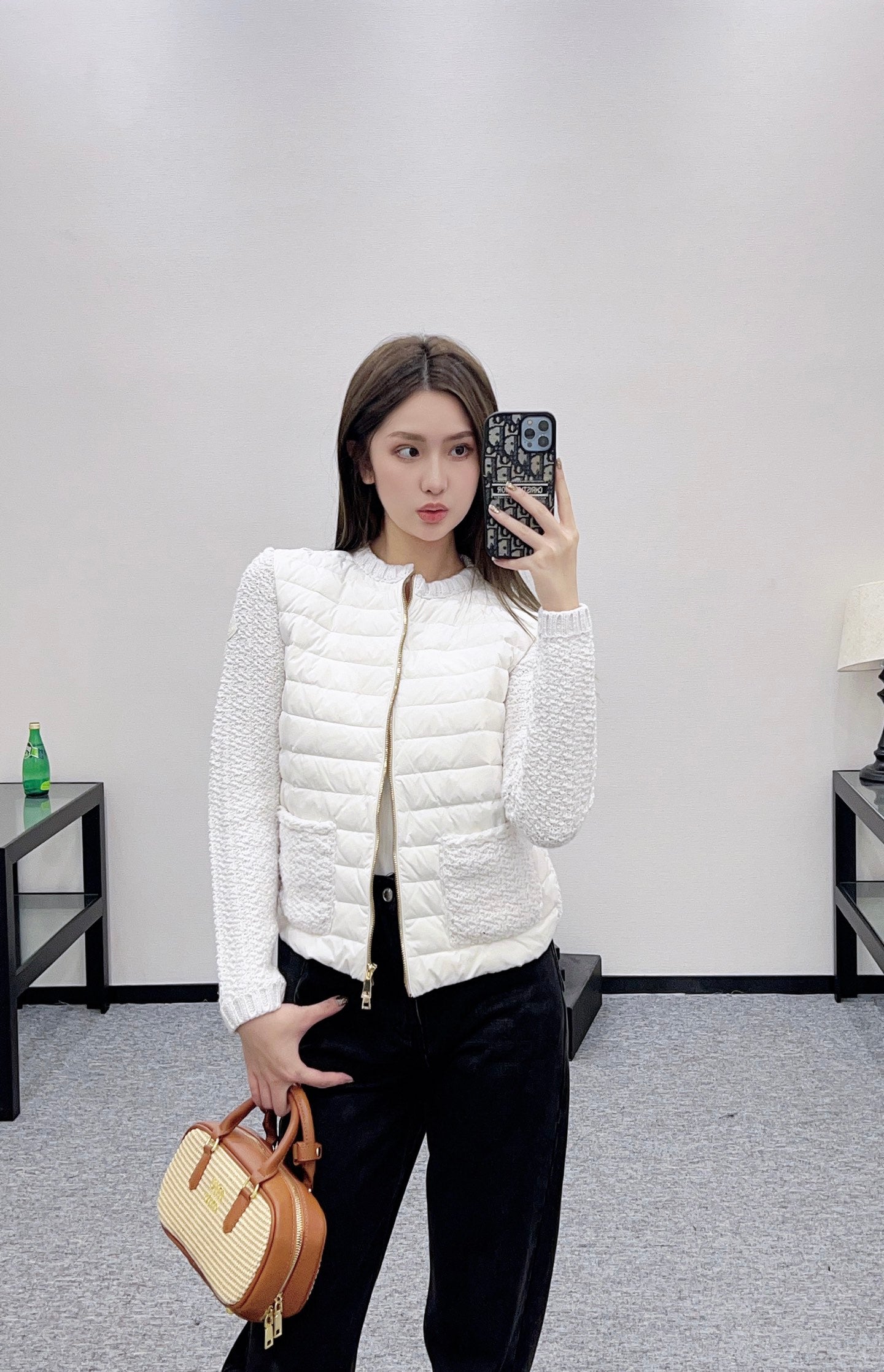 Mon 25 Knitted patchwork zipper down jacket