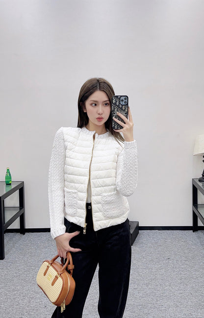 Mon 25 Knitted patchwork zipper down jacket