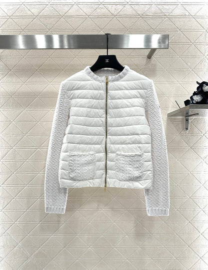 Mon 25 Knitted patchwork zipper down jacket