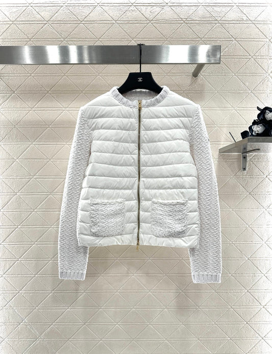 Mon 25 Knitted patchwork zipper down jacket
