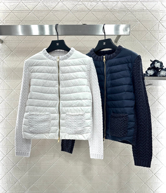 Mon 25 Knitted patchwork zipper down jacket